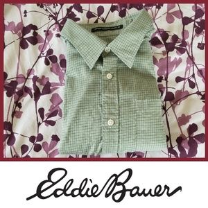 Eddie Bauer Green Quality Striped Dress Shirt
